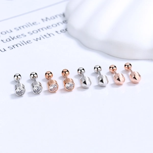 925 silver stud earrings set with zircon and matte cone designs and screw backs