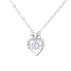 S925 sterling zilveren hartketting met dansende zirkonia steen en bladdetail