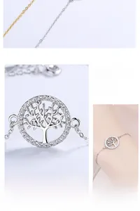 Macro detail and wrist view of Tree of Life bracelet with pavé white cubic zirconia