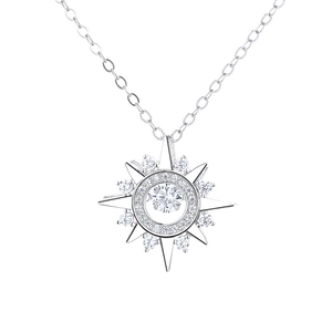 925 silver asteroid necklace with sparkling moving zircon starburst pendant for women