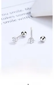 Macro shot of S925 sterling silver star stud earrings with threaded screw backs