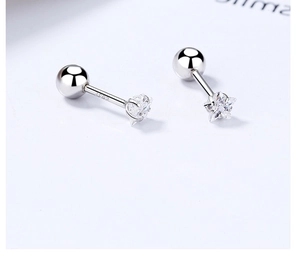 Macro view of S925 sterling silver star stud earrings with zirconia and screw backs
