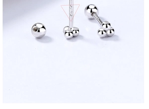 Macro detail of S925 sterling silver trefoil stud earrings with secure screw back closure