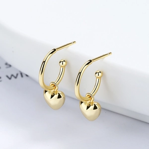 Boucles d'Oreilles Pendantes Cœur en Argent Sterling 925 Minimalistes pour Femmes Style Français Vintage Plaqué Or Platine Boucles d'Oreilles Créoles Bijoux de Mode