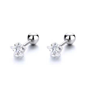 Minimalist S925 sterling silver star stud earrings with sparkling cubic zirconia stones