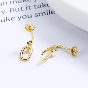 Boucles d'oreilles créoles ovales minimalistes en argent S925 avec finition dorée