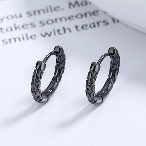 925 Sterling Silver Vintage Carved Hoop Earrings For Men Women Monkey King Bar Design Minimalist Huggie Earrings Gothic Jewelry
