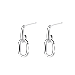 Boucles d'oreilles minimalistes longues ovales en argent 925 avec finition polie