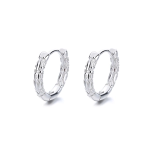 925 Sterling silver hoop earrings with intricate vintage floral vine pattern engraving