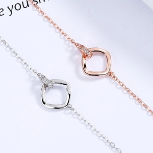 Elegant Mobius 925 sterling silver bracelets in silver and rose gold with zircon