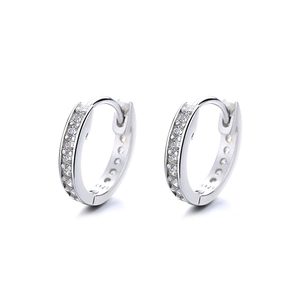 Boucles d'oreilles Huggie en argent sterling 925 avec double rangée de zircons brillants
