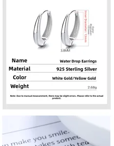 Größentabelle mit Gewicht und 17,1 mm Außendurchmesser der 925 Sterling Silber Tropfenohrringe