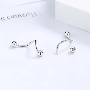 Polished S925 sterling silver rabbit screw back studs with smooth metallic finish