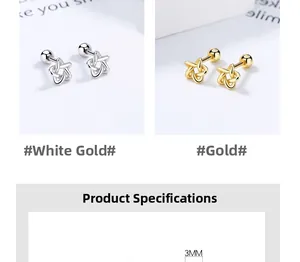 Detailed view of 925 sterling silver star stud earrings in gold and silver finish