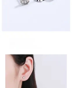 S925 sterling silver cherry blossom screw back stud earring with a central zircon detail