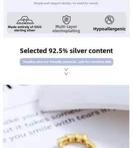 Macro detail of S925 sterling silver gold plated ring with cubic zirconia stones