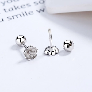 925 Sterling Silver Sakura Flower Stud Earrings Simple Rhinestone Cherry Blossom Screw Back Earrings For Women Jewelry Gift