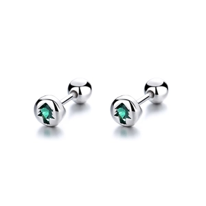 925 Silver Christmas Tree stud earrings with green crystal and screw back design