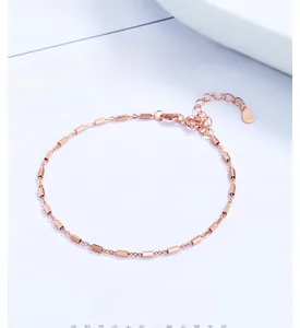 Detailed view of S925 sterling silver square bar bracelet in rose gold finish