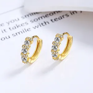 S925 Sterling Silver Hoop Earrings For Women Micro Pave Zirconia Full Diamond Small Huggie Earrings Minimalist Jewelry Gift
