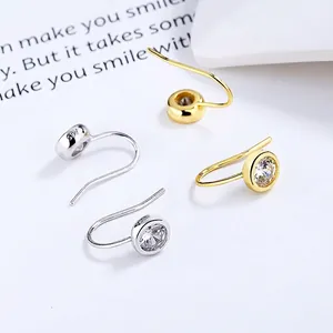 Minimalist 925 Sterling Silver Geometric Zirconia Hook Earrings For Women Elegant Gold Platinum Zirconia Drop Earrings Jewelry Gift