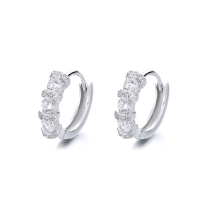 Elegant 925 sterling silver hoop earrings with sparkling white cubic zirconia pavé
