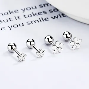 Ensemble de boucles d'oreilles fleurs en argent 925 avec fermoir à vis et bille