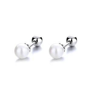 Boucles d'oreilles minimalistes en argent sterling 925 avec perles et fermoir à vis