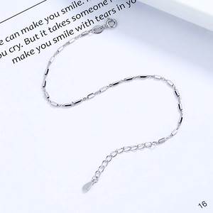 Minimalist 925 sterling silver square bead chain bracelet with adjustable spring clasp