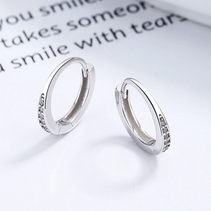 Orecchini a Cerchio in Argento Sterling 925 con Zirconia Pavé per Donna Minimalisti Oro Argento Huggie Gioielli Design di Nicchia