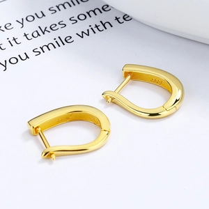 Minimalist S925 sterling silver U-shaped hoop earrings with premium gold plated finish