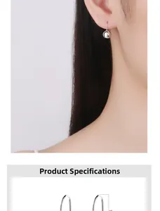 Detailed size parameters and model fit of high-polished 925 sterling silver ball drop earrings