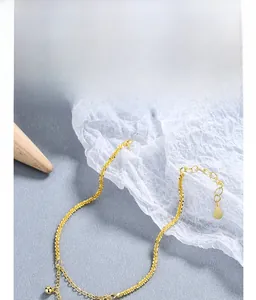 Macro shot of S925 sterling silver chain with adjustable extender and gold plating