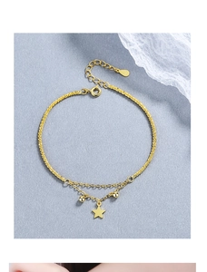 Close-up of double-layer 925 silver star bracelet with S925 hallmark and adjustable clasp