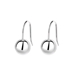 Minimalist 925 sterling silver high-polish mirror finish ball drop hook earrings for women