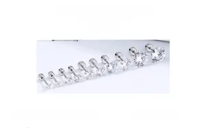 Macro shot of 925 sterling silver four-claw zircon stud earrings in ten size variations