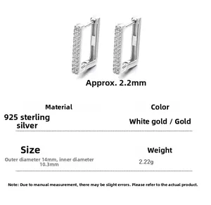 Detailed dimensions and specs of 925 sterling silver geometric pavé hoop earrings
