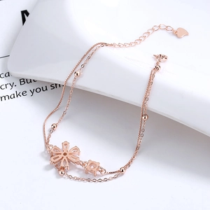 Elegant 925 sterling silver cherry blossom bracelet in rose gold with zircon crystals