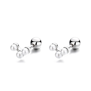 Orecchini a perno in argento 925 con chiusura a vite e raffinato design a curvatura