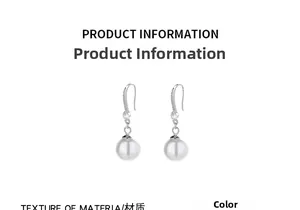 Détail de boucles d'oreilles en argent 925 avec crochets sertis de zircons et perles