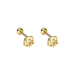 Boucles d'oreilles rose dorée de style français avec fermeture à vis sécurisée
