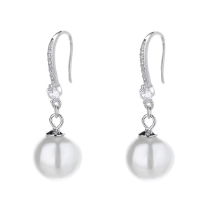 Élégantes boucles d'oreilles en argent 925 avec perles et cristaux sur crochets en S