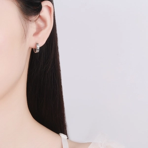 Boucles d'oreilles créoles en argent 925 vintage avec motifs de pièces évidées