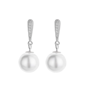 Eleganti orecchini in argento 925 con perle a goccia e scintillanti zirconi cubici incastonati