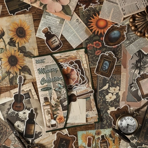 Vintage aesthetic 200pcs scrapbook sticker kit with butterfly and floral motifs