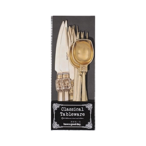 Set di adesivi per posate classiche vintage con coltelli forchette e cucchiai goffrati