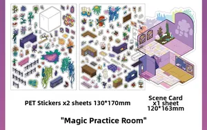 Magic Room DIY stickers set with two PET sticker sheets and one scene background card