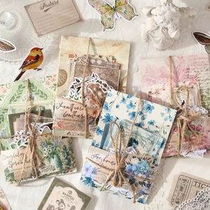 Vintage 100pcs scrapbooking material pack with floral and botanical paper ephemera