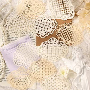 Midsummer Night Dream hollow lace paper stickers for vintage scrapbooking decor, 10pcs set