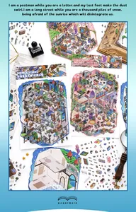 Détail des autocollants de scène 2.5D grand format pour scrapbooking avec illustrations de pièces